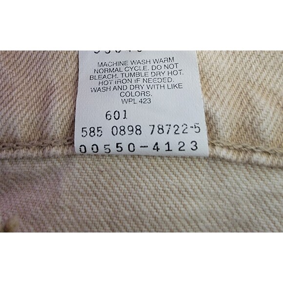 Levi's 550 Jeans Size 39x30 Tan Relaxed Fit Vintage Made in USA 100% Cotton - Picture 10 of 12